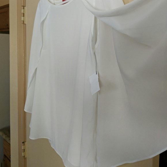 Akira Cover Me Up White Chiffon Blouse - M - Picture 3 of 4